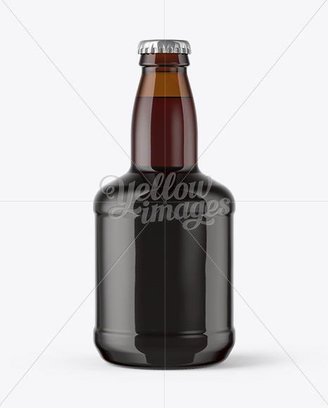 330ml Amber Glass Red Ale Bottle with Foil Mockup