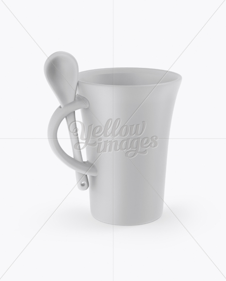 Matte Cup With Spoon Mockup