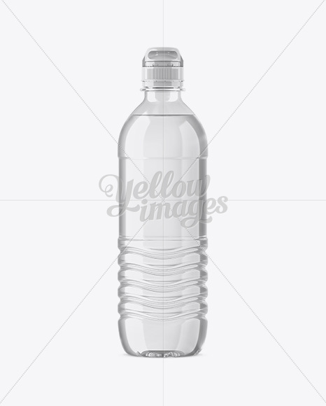 Clear PET Water Bottle W/ Sport Cap Mockup