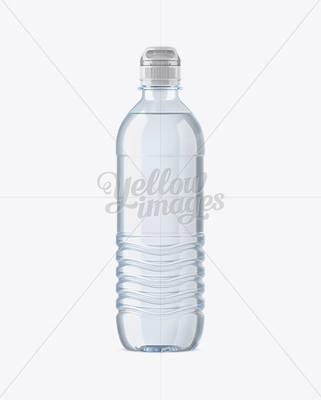 Blue PET Water Bottle W/ Sport Cap Mockup