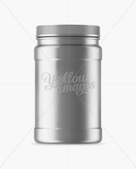 Matte Metallic Protein Jar With Paper Label Mockup Matte Metallic Protein Jar With Paper Label Mockup