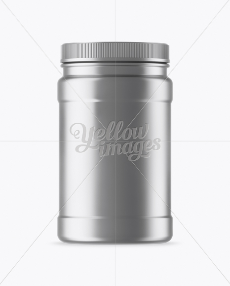 Matte Metallic Protein Jar With Paper Label Mockup