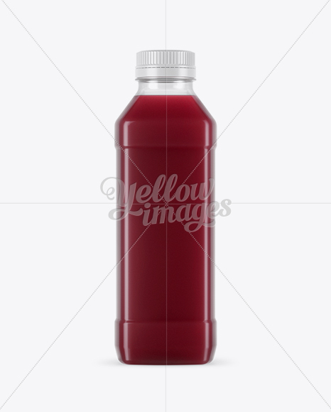 Clear PET Cherry Juice Bottle Mockup