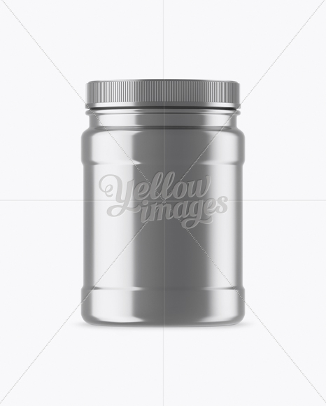 Metallic Protein Jar With Paper Label Mockup