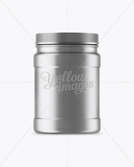 Matte Metallic Protein Jar With Paper Label Mockup