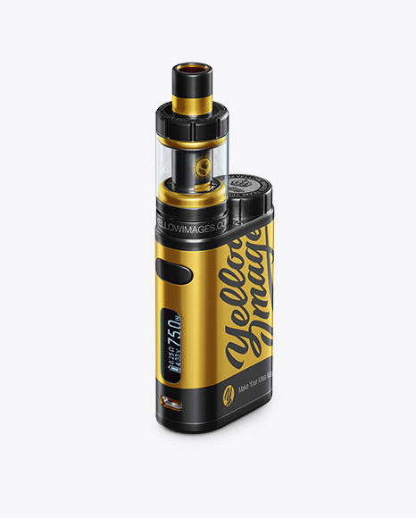 Vape Kit Mockup - Half Side View (High-Angle Shot) - Hand+With+Vape+Kit+Mockup+In+Object+Mockups+On+Yellow+Images+Object+Mockups