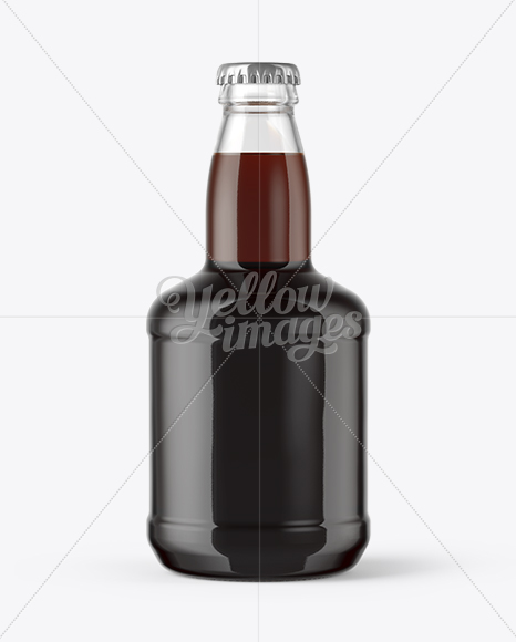 330ml Clear Glass Brown Ale Bottle with Foil Mockup