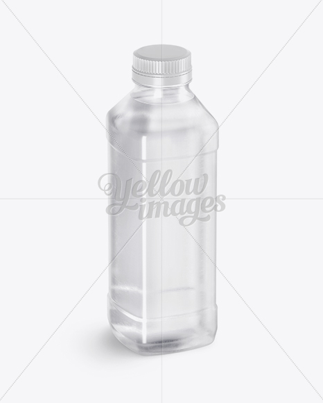 Clear PET Water Bottle Mockup - Half Side View (High-Angle Shot)