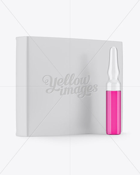 Glass Ampoule With Liquid &amp; Box Mockup