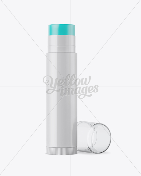 Opened Glossy Lip Balm Tube With Transparent Cap Mockup