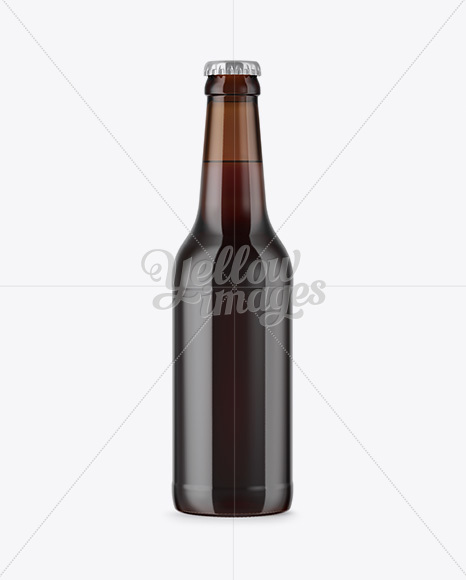 330ml Amber Glass Bottle with Red Ale Mockup