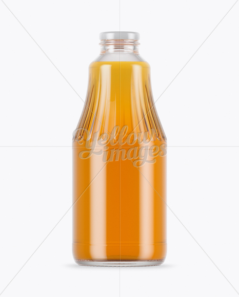 Clear Glass Red Apple Juice Bottle Mockup