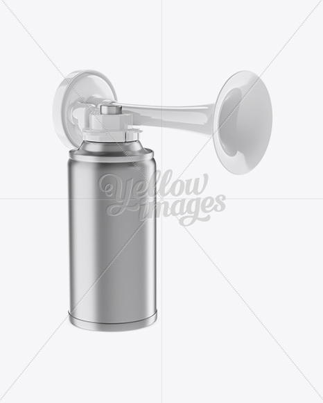 Portable Air Horn Metallic Can Mockup - Half Side View