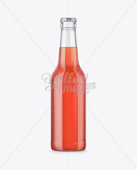 330ml Clear Glass Bottle with Red Drink Mockup