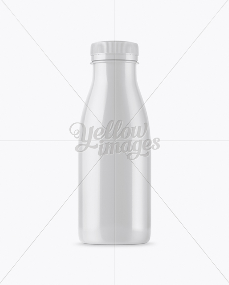 Plastic Dairy Bottle With Paper Label Mockup