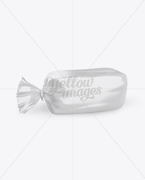 Glossy Bread Package With Clip Mockup - Half Side View (High-Angle Shot)