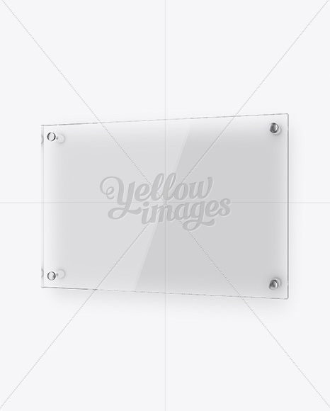 Horizontal Glass Nameplate Mockup - Half Side View