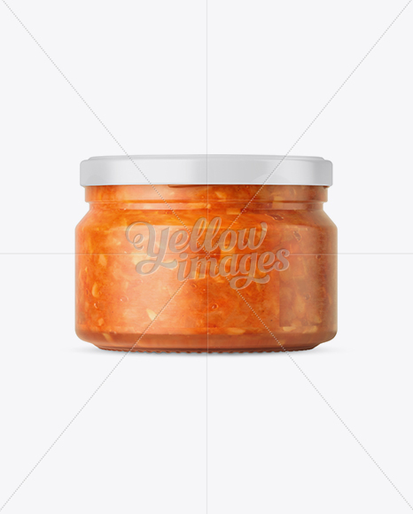 250ml Clear Glass Jar with Sauce Mockup - Front View