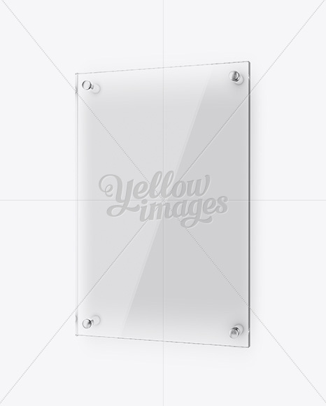 Vertical Glass Nameplate Mockup - Half Side View