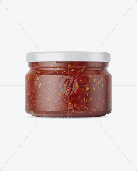 250ml Clear Glass Jar with Tomato Sauce Mockup - Front View