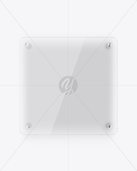 Square Glass Nameplate W/ Round Corners Mockup - Front View - Free