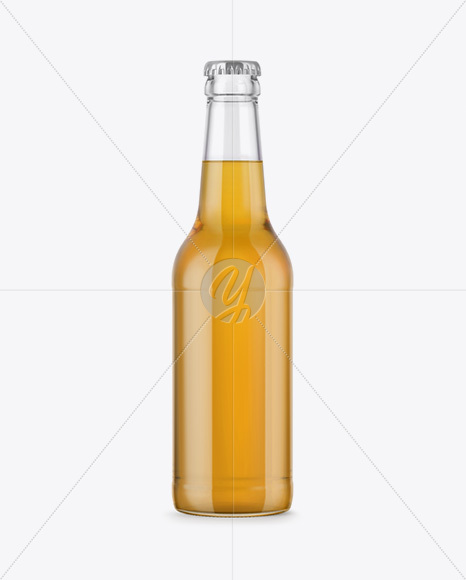 330ml Clear Glass Bottle with Lager Beer Mockup