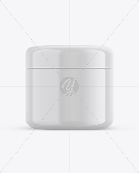 Glossy Plastic Cosmetic Jar Mockup - Front View