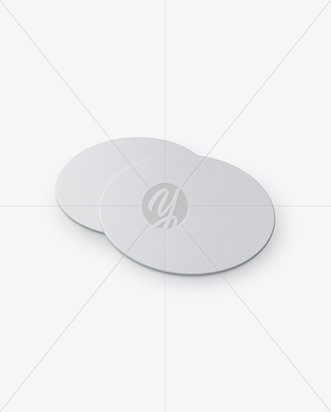 Two Beer Coasters Mockup - Half Side View (High Angle Shot)