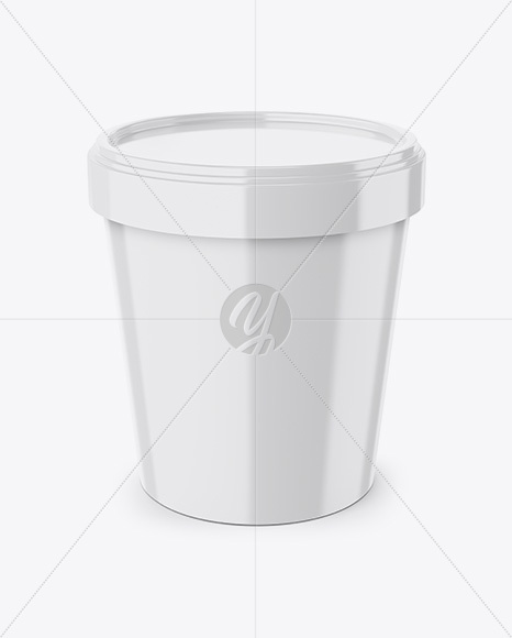 Glossy Ice Cream Tub Mockup - High-Angle View