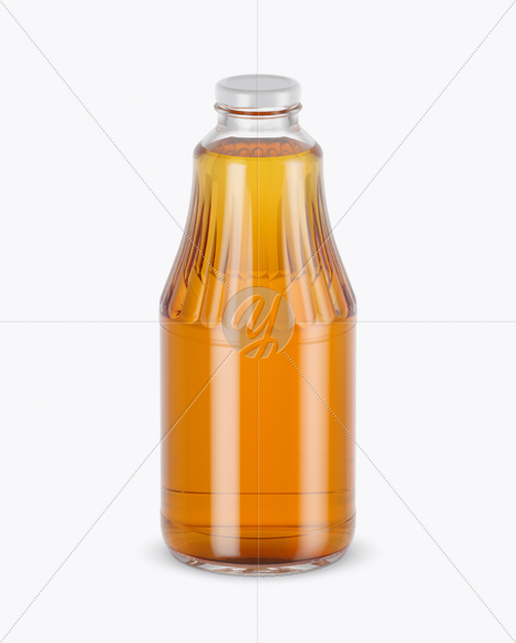 Clear Glass Red Apple Juice Bottle Mockup (High Angle Shot) - Free