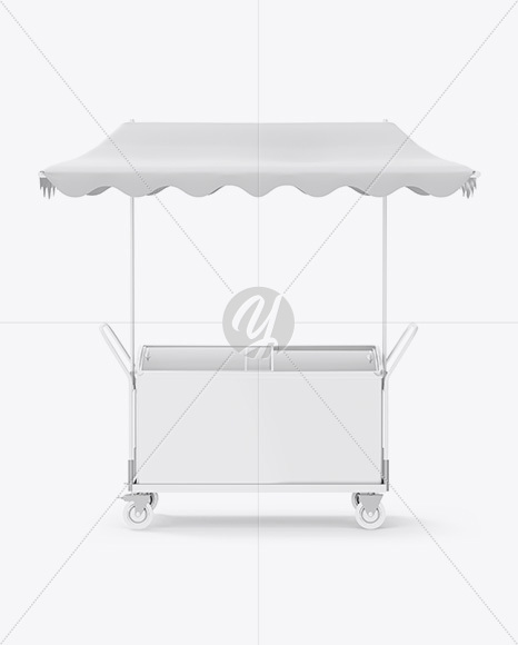 Ice Cream Fridge With Awning Mockup - Front View