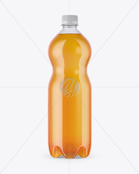 Clear PET 1L Bottle with Orange Drink Mockup