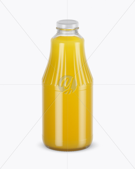 Clear Glass Orange Juice Bottle Mockup