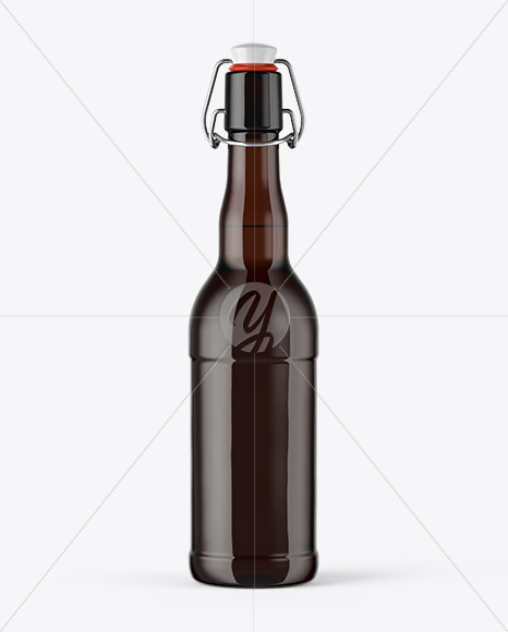 500ml Dark Amber Beer Bottle With Swing Top Mockup