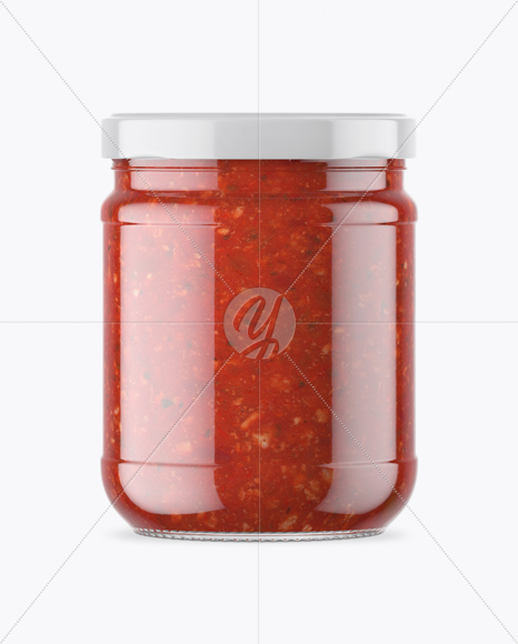 Clear Glass Jar with Meat Sauce Mockup