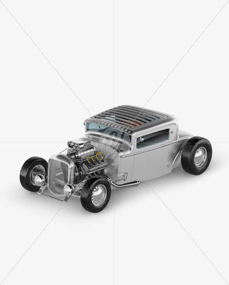 Metallic Hot Rod Mockup - Half Side View (High-Angle Shot)