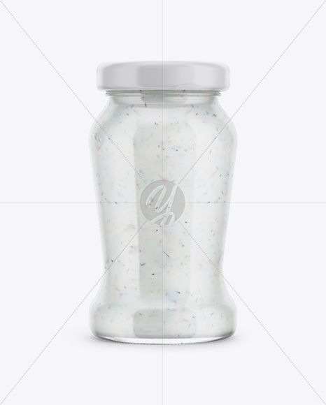 120g Glass Jar in Shrink Sleeve with Tartar Sauce Mockup