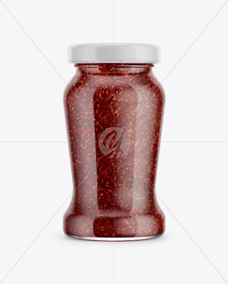 120g Glass Jar in Shrink Sleeve with Raspberry Jam Mockup