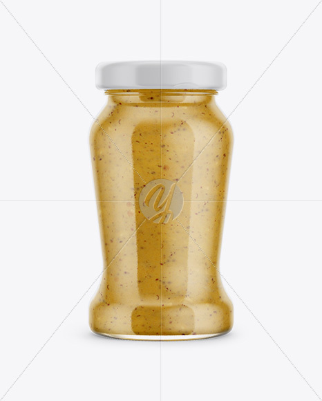 120g Glass Jar in Shrink Sleeve with Mustard Mockup