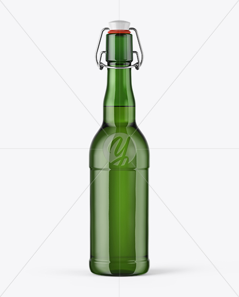 500ml Green Glass Beer Bottle With Swing Top Mockup