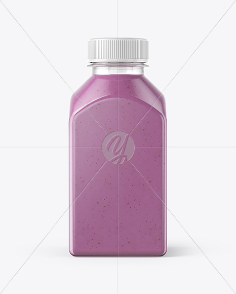 Square Blueberry Smoothie Bottle Mockup