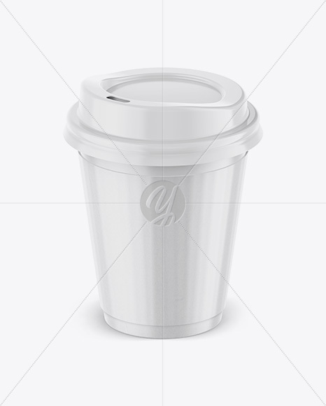 Coffee Cup With Sleeve Mockup - Front View (High-Angle Shot)