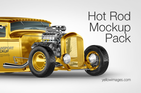 Metallic Hot Rod Mockup Pack - Retro car