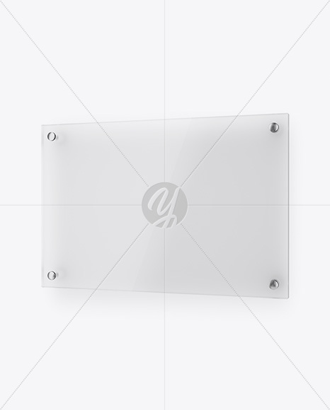 Horizontal Frosted Glass Nameplate Mockup - Half Side View - Free