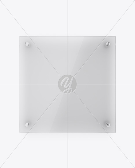 Square Frosted Glass Nameplate Mockup - Front View - Free Download