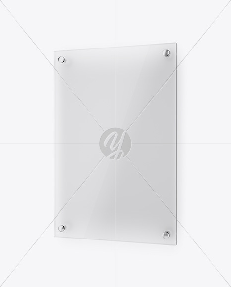 Vertical Frosted Glass Nameplate Mockup - Half Side View