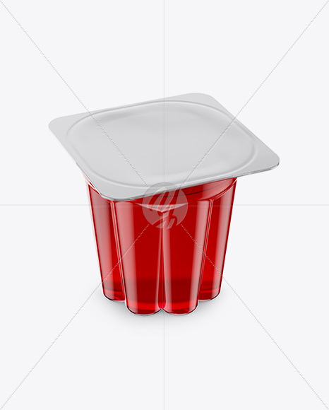 Clear Cup with Jelly Mockup - Half Side View (High Angle Shot)