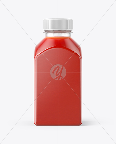 Square Tomato Juice Bottle Mockup