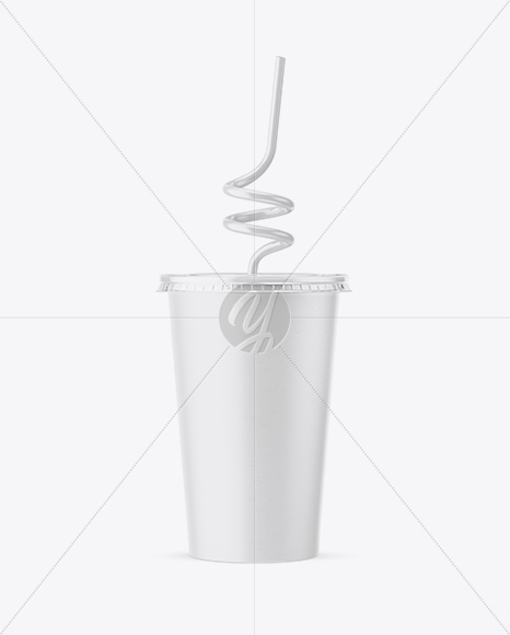 Paper Soda Cup With Straw Mockup