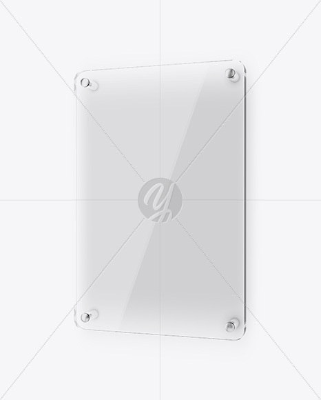 Vertical Glass Nameplate W/ Round Corners Mockup - Half Side View